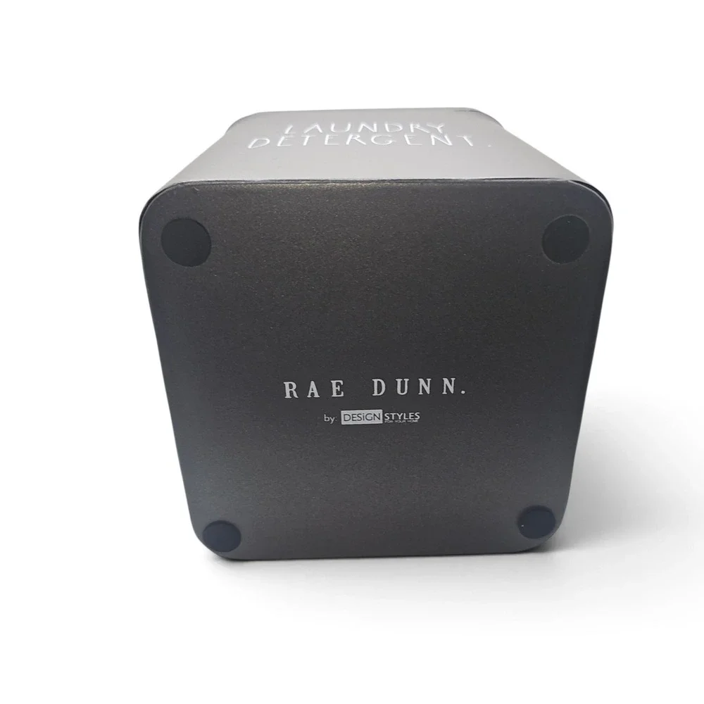 Rae Dunn Charcoal Gray Metal Laundry Detergent Tin Canister with Lid